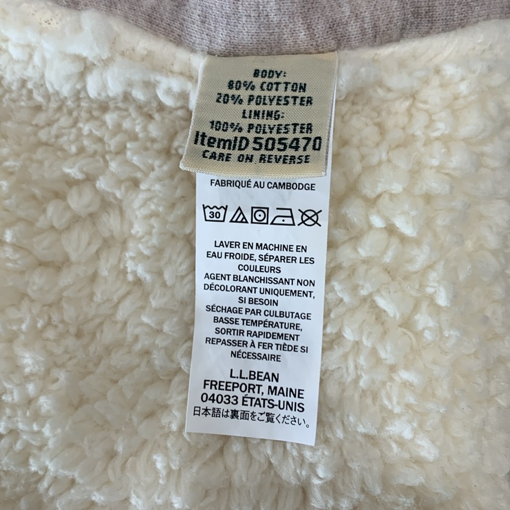 LLBean women’s Fleece lined Cardigan Jacket Size XL Gray&Creme color fleece - Picture 6 of 7